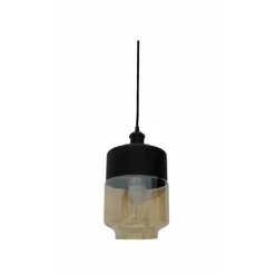 LAMPADARIO A SOSPENSIONE VINTAGE SOFFITTO ATTACCO E27 EFFETTO AMBRATO NERO LP-14