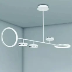 LAMPADARIO A SOSPENSIONE LED 37W CON 5 CERCHI LAMPADA ORIZZONTALE BIANCO LUCE FREDDA 71347