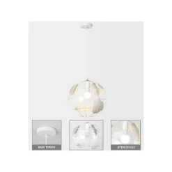 LAMPADARIO A SOSPENSIONE MAPPAMONDO E27 IN METALLO BIANCO SFERA GLOBO SOSPESO 33931