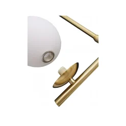LAMPADARIO A SOSPENSIONE ORO CON 2 SFERE IN VETRO BIANCO OPACO ATTACCO G9 E27 33481