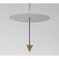 LAMPADARIO A SOSPENSIONE LAMPADA 18W LUCE LED 6500K DISCO BIANCO Ø42CM CONO ORO 33085