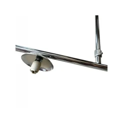 LAMPADARIO A SOSPENSIONE ARGENTO CON 4 SFERE BOLLE BIANCHE IN VETRO ATTACCO G9 33924