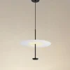 LAMPADARIO A SOSPENSIONE LUCE 4000K LED 18W DISCO PARALUME PIATTO BIANCO NERO TONDO 33177