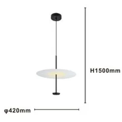 LAMPADARIO A SOSPENSIONE LUCE 4000K LED 18W DISCO PARALUME PIATTO BIANCO NERO TONDO 33177