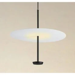 LAMPADARIO A SOSPENSIONE LUCE 4000K LED 18W DISCO PARALUME PIATTO BIANCO NERO TONDO 33177