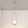 LAMPADARIO A SOSPENSIONE ORO OVALE CON SFERA VETRO ATTACCO E27 MODERNA MINIMAL 32835