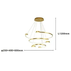LAMPADARIO A SOSPENSIONE LED 65W 3 SEMI CERCHI CON TELECOMANDO DESIGN MODERNO ORO 71392