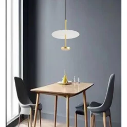 LAMPADARIO A SOSPENSIONE LUCE 4000K LED 12W DISCO PARALUME PIATTO ORO ROTONDO 33139