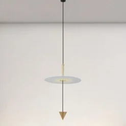 LAMPADARIO A SOSPENSIONE LAMPADA 12W LUCE LED 4000K DISCO BIANCO Ø23CM CONO ORO 32016