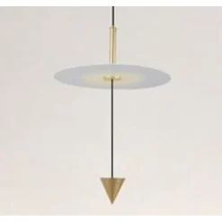 LAMPADARIO A SOSPENSIONE LAMPADA 12W LUCE LED 4000K DISCO BIANCO Ø23CM CONO ORO 32016