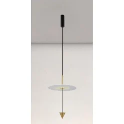 LAMPADARIO A SOSPENSIONE LAMPADA 12W LUCE LED 4000K DISCO BIANCO Ø23CM CONO ORO 32016