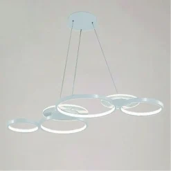LAMPADARIO A SOSPENSIONE LED BIANCO 62W 6 ANELLI LUMINOSI MODERNO LUCE 6500K 71408