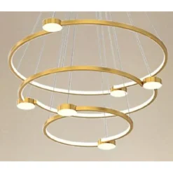 LAMPADARIO A SOSPENSIONE LED 96W 3 CERCHI CON TELECOMANDO DESIGN MODERNO ORO 71149
