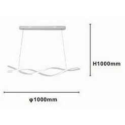 LAMPADARIO A SOSPENSIONE LUCE 3000K-6500K LED 48W BIANCO SPIRALE VORTICE ORIZZONTALE 01134