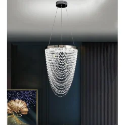 LAMPADARIO A SOSPENSIONE SOFFITTO LED 35W MODERNO CRISTALLI LUCE FREDDA 6500K B75