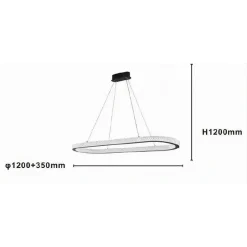 LAMPADARIO A SOSPENSIONE LED 92 W OVALE LAMPADA ORIZZONTALE CRISTALLO NERO 31999
