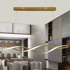 LAMPADARIO A SOSPENSIONE LUCE 3000K-6500K LED 48W ORO SPIRALE VORTICE ORIZZONTALE 01110