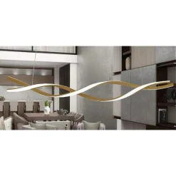 LAMPADARIO A SOSPENSIONE LUCE 3000K-6500K LED 48W ORO SPIRALE VORTICE ORIZZONTALE 01110