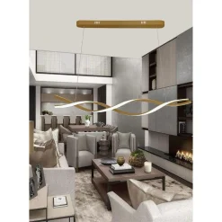 LAMPADARIO A SOSPENSIONE LUCE 3000K-6500K LED 48W ORO SPIRALE VORTICE ORIZZONTALE 01110