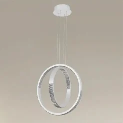 LAMPADARIO A SOSPENSIONE LED 64W CIRCOLARE EFFETTO CRISTALLO MODERNO BIANCO 32156