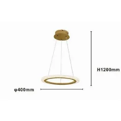 LAMPADARIO A SOSPENSIONE LED 24 WATT CERCHIO ANELLO EFFETTO CRISTALLO ORO 31913