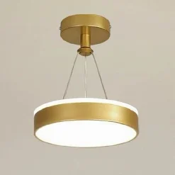 LAMPADARIO A SOSPENSIONE LED 24 WATT CERCHIO TONDO MODERNO ORO DOPPIA LUCE 50520