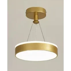 LAMPADARIO A SOSPENSIONE LED 24 WATT CERCHIO TONDO MODERNO ORO DOPPIA LUCE 50520