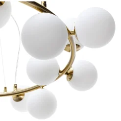 LAMPADARIO A SOSPENSIONE CONTEMPORANEO IN METALLO BRONZO CON 15 SFERE ATTACCO G9 B94