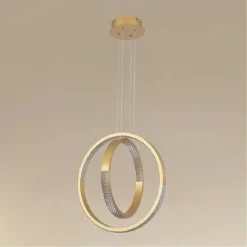 LAMPADARIO A SOSPENSIONE LED 64 W CIRCOLARE EFFETTO CRISTALLO MODERNO ORO 32170