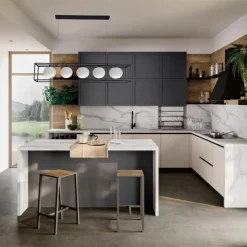 LAMPADARIO A SOSPENSIONE DA SOFFITTO CONTEMPORANEO NERO CON 5 SFERE VETRO G9 B89