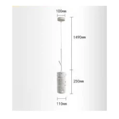 LAMPADARIO A SOSPENSIONE E27 PARALUME CILINDRO IN CERAMICA TRAFORATA BIANCO LP21