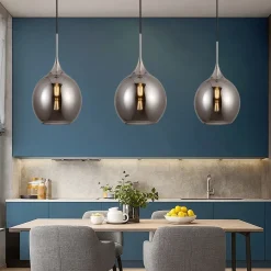 LAMPADARIO A SOSPENSIONE DECORATIVA IN METALLO CON SFERA IN VETRO ATTACCO E27 IP20 A72
