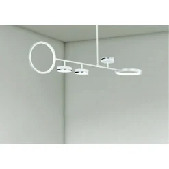 LAMPADARIO A SOSPENSIONE LED 37W CON 5 CERCHI LAMPADA ORIZZONTALE BIANCO LUCE NATURALE 71330