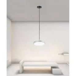 LAMPADARIO A SOSPENSIONE LED 40W ARGENTO CERCHIO TONDO MODERNO MINIMAL LUCE 6500K 32941