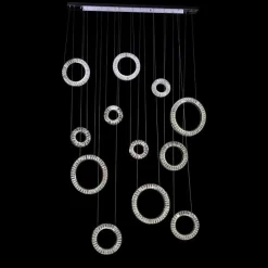 LAMPADARIO A SOSPENSIONE AD ANELLI ALTERNATI IN CRISTALLO 420 W LUCE 4000K 01917