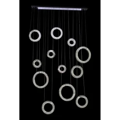 LAMPADARIO A SOSPENSIONE AD ANELLI ALTERNATI IN CRISTALLO 420 W LUCE 4000K 01917