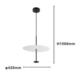LAMPADARIO A SOSPENSIONE LUCE 6500K LED 18W DISCO PARALUME PIATTO BIANCO NERO TONDO 33184