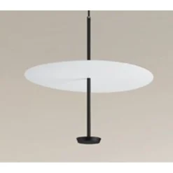 LAMPADARIO A SOSPENSIONE LUCE 6500K LED 18W DISCO PARALUME PIATTO BIANCO NERO TONDO 33184