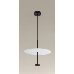 LAMPADARIO A SOSPENSIONE LUCE 6500K LED 18W DISCO PARALUME PIATTO BIANCO NERO TONDO 33184