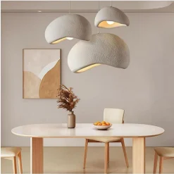 LAMPADARIO A SOSPENSIONE SOFFITTO EFFETTO PIETRA BIANCO Ø40/50/60CM ATTACCO E27 IP20 B16-B