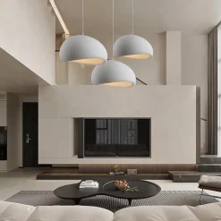 LAMPADARIO A SOSPENSIONE SOFFITTO EFFETTO PIETRA BIANCO Ø40/50/60CM ATTACCO E27 IP20 B16-B