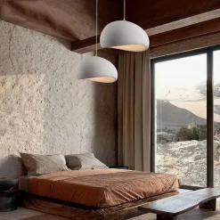 LAMPADARIO A SOSPENSIONE SOFFITTO EFFETTO PIETRA BIANCO Ø40/50/60CM ATTACCO E27 IP20 B16-B