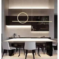 LAMPADARIO A SOSPENSIONE LED 48W DESIGN CERCHIO LINEA ORO IP20 CUCINA LUCE 4000K 33573