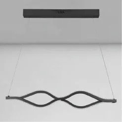 LAMPADARIO A SOSPENSIONE LED 58 WATT ONDA INFINITO CRISTALLO ONDULATO NERO 32132