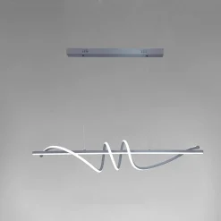 LAMPADARIO A SOSPENSIONE LED 65W ARGENTO SPIRALE ONDULATO LUCE 6500K VORTICE ORIZZONTALE 32477