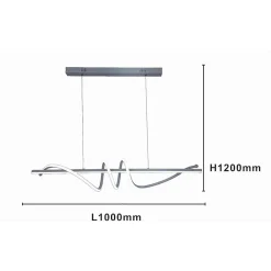 LAMPADARIO A SOSPENSIONE LED 65W ARGENTO SPIRALE ONDULATO LUCE 6500K VORTICE ORIZZONTALE 32477