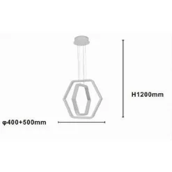 LAMPADARIO A SOSPENSIONE LED 48W ESAGONALE EFFETTO CRISTALLO MODERNO BIANCO 31838