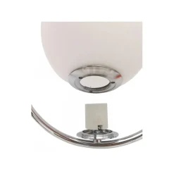 LAMPADARIO A SOSPENSIONE CERCHIO METALLO SFERA VETRO BIANCO ATTACCO E27 ARGENTO 33467