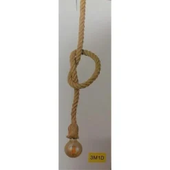 LAMPADARIO A SOSPENSIONE DA 3 MT CORDA DI CANAPA PORTALAMPADA ATTACCO E27 582963