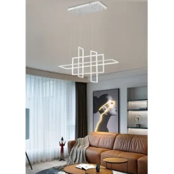 LAMPADARIO A SOSPENSIONE 4 RETTANGOLI MODERNO LUCE CALDA FREDDA NATURALE LP-36B